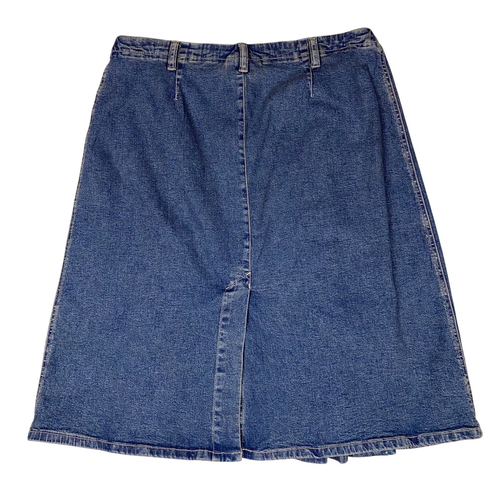 Chadwick's Pleated A-Line Stretch Denim Skirt Women 14 Blue - Picture 2 of 6